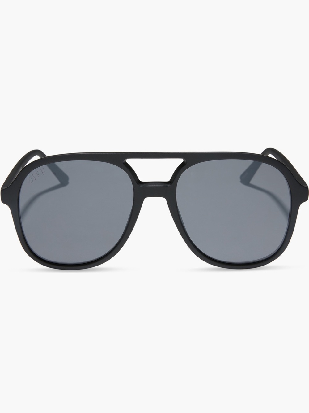 DIFF Matte Black Oversized Aviator Sunglasses - Dark Smoke Lenses